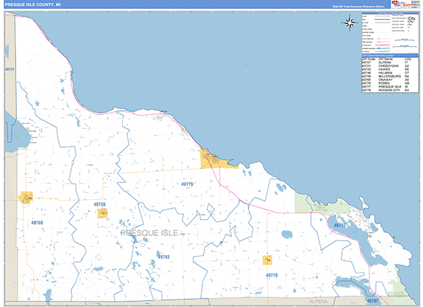 Presque Isle County, MI Zip Code Map